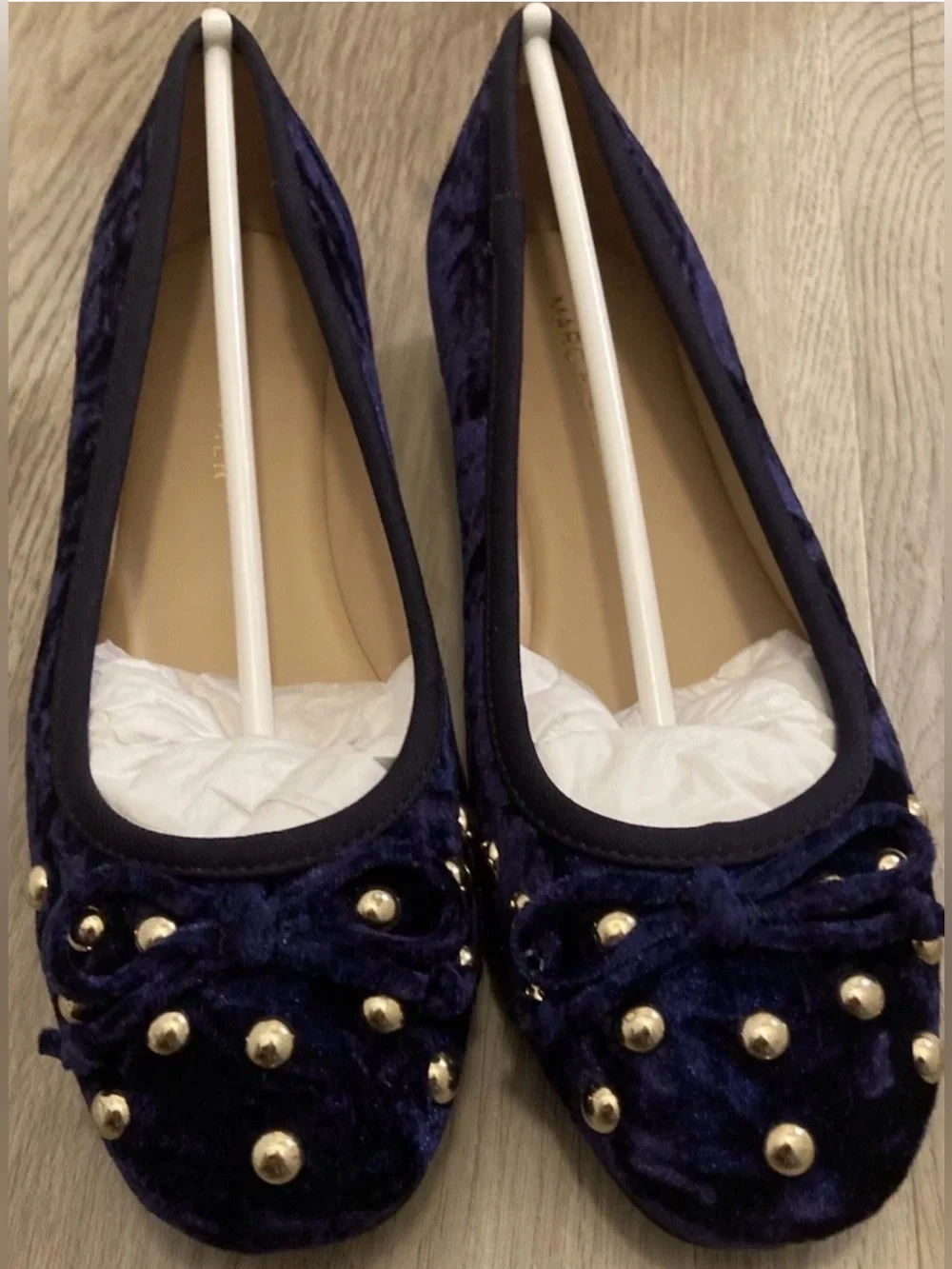 Marc Fisher Navy Velvet Studded Ballet Flats